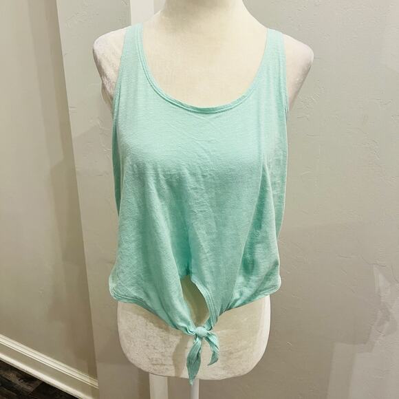 Pink VS Mint XS Front Tie Open Neck Tank Top (A0132) - Picture 1 of 6